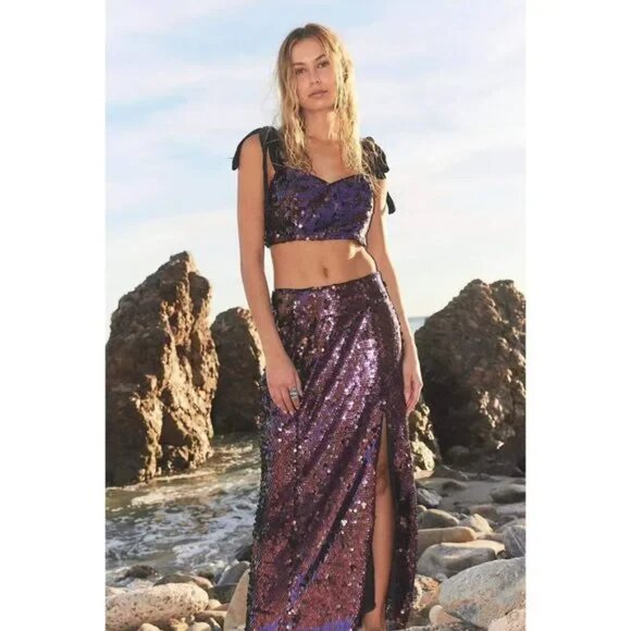 Free People Dresses & Skirts - Free People Star Bright Set in Lilac Size 2 Sequin Skirt Set New w/Tags